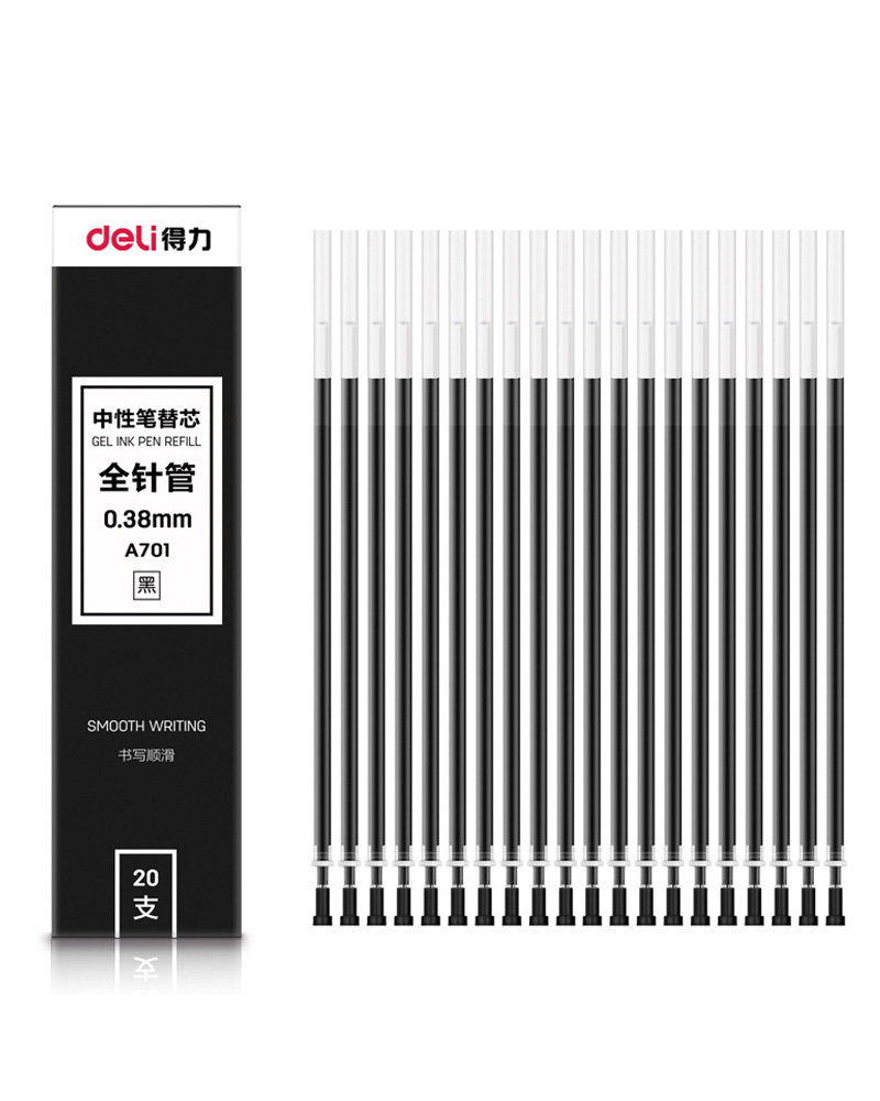 델리 문구 학생 총알 젤 펜 리필 0.38MM 물 펜 리필 전체 바늘 튜브 0.5MM 검정 빨간색과 파란색