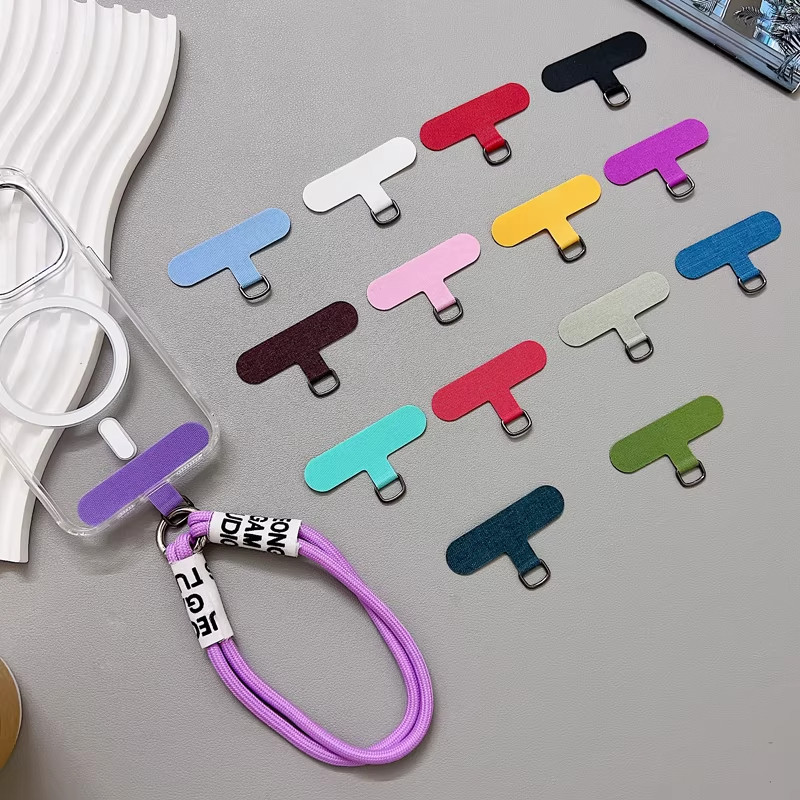 百搭手机挂绳夹片连接挂片手机壳固定片斜跨挂件防丢神器多功能手机链挂钩环扣卡片金属圈彩色牛津编织布垫片