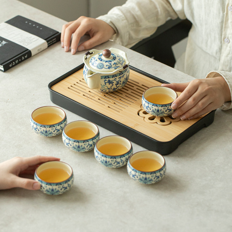 中式汝窑提梁壶茶具礼盒套装