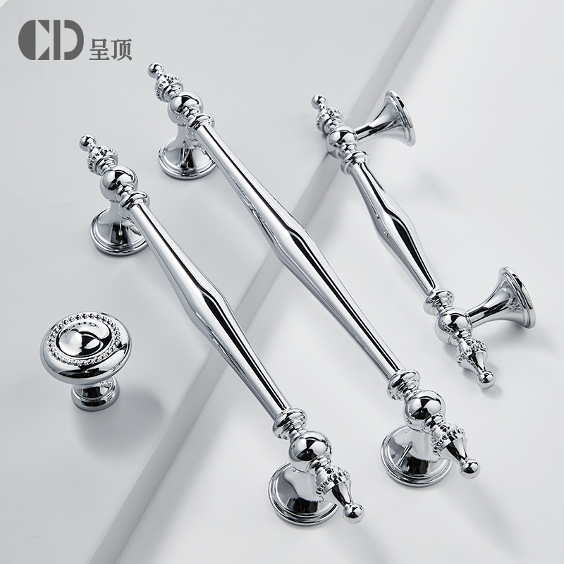 法式黄铜柜门轻奢银色拉手