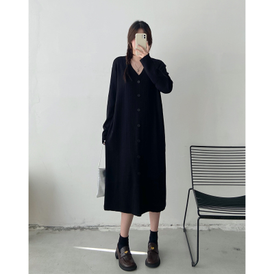 大码毛衣200斤宽松秋冬胖妹妹polo领针织衫中长款显瘦打底连衣裙