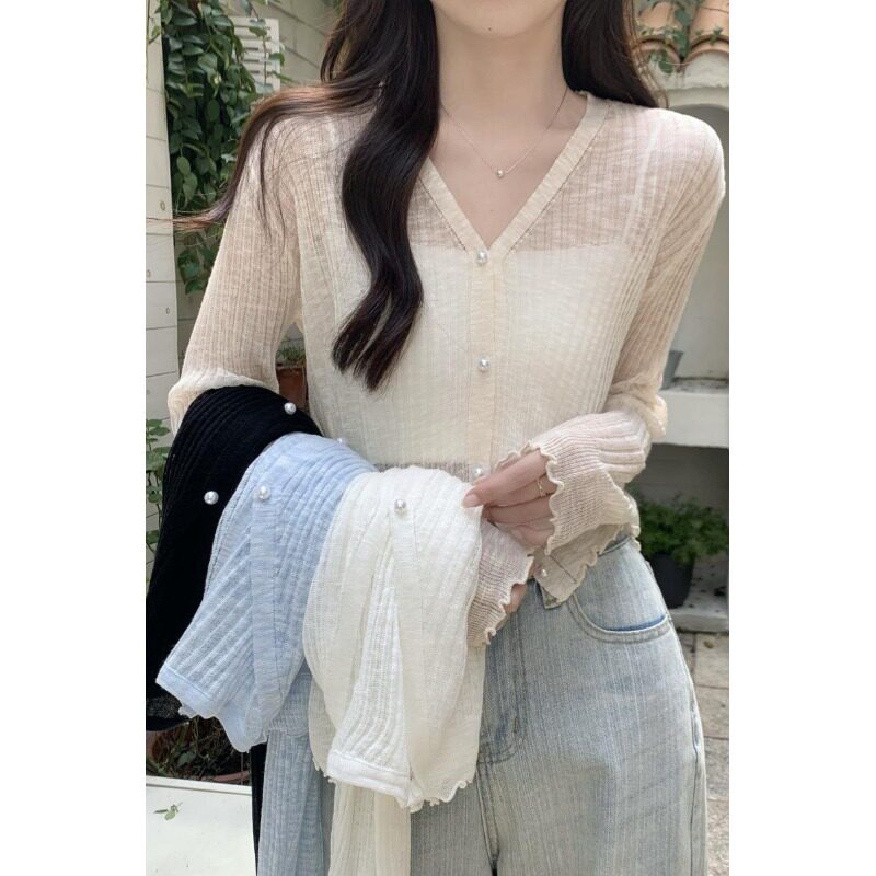 冰丝针织防晒开衫女夏季天薄款外搭配吊带裙子罩衫小坎肩短款外套