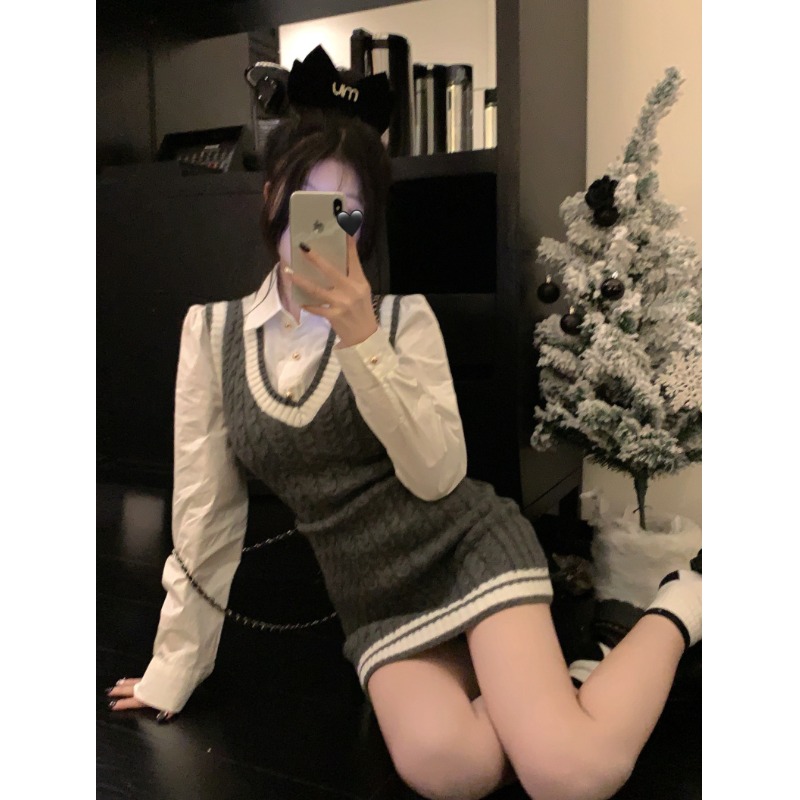 编织A级中高腰保暖100%微弹V领