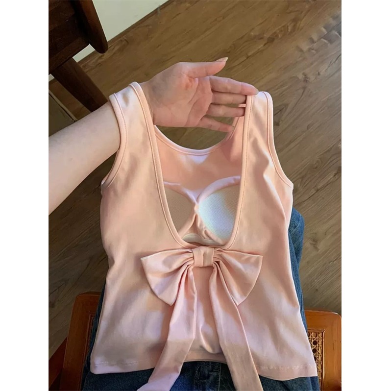 纯欲风露背带胸垫小吊带背心女夏季内搭外穿别致独特美背上衣辣妹