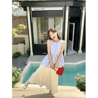 甜美花边显瘦背心衬衫别致气质法式半身裙女2025夏季新款时尚套装