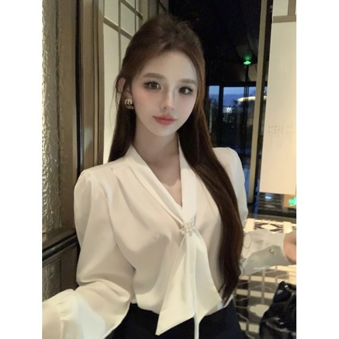 法式小香风设计感白色衬衫