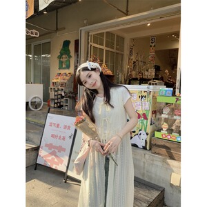 波西米亚风刺绣连衣裙女夏季薄款系带透视叠穿马甲背心裙长款罩裙