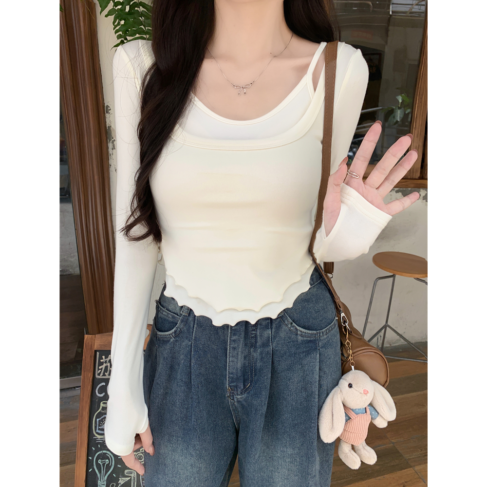 纯欲风长袖T恤修身打底衫