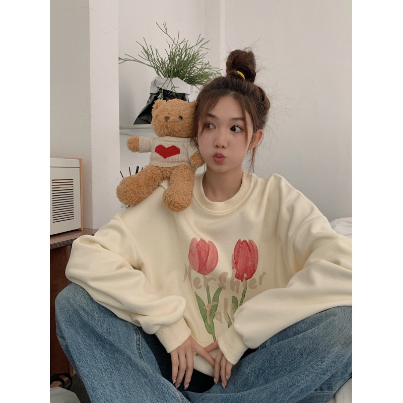 无帽卫衣女秋冬季BF慵懒风