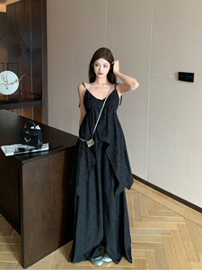 纯欲风辣妹套装女2024夏季新中式不规则吊带上衣高腰休闲阔腿裤潮