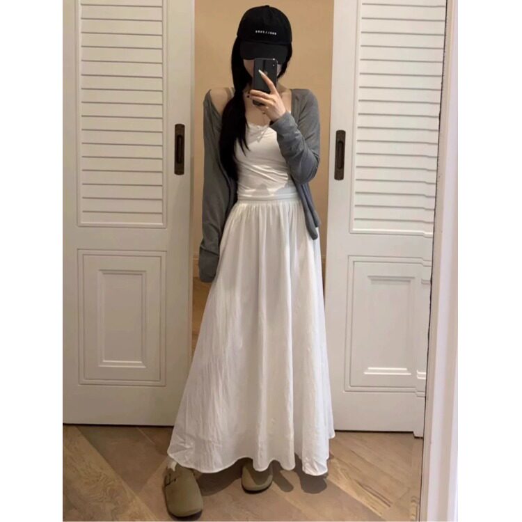 韩系薄款防晒高腰半身裙三件套