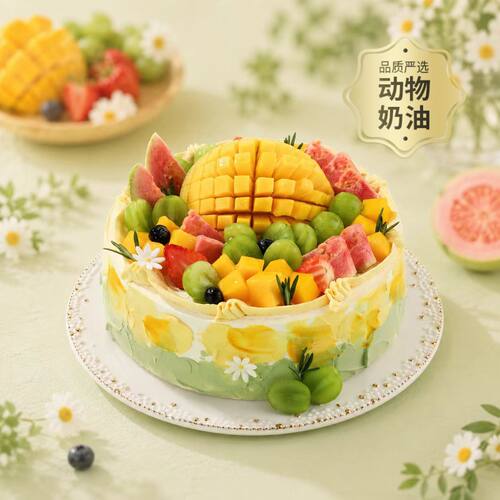 【幸福西饼】芒芒盛夏生日蛋糕动物奶油同城配送甜品节日甜点