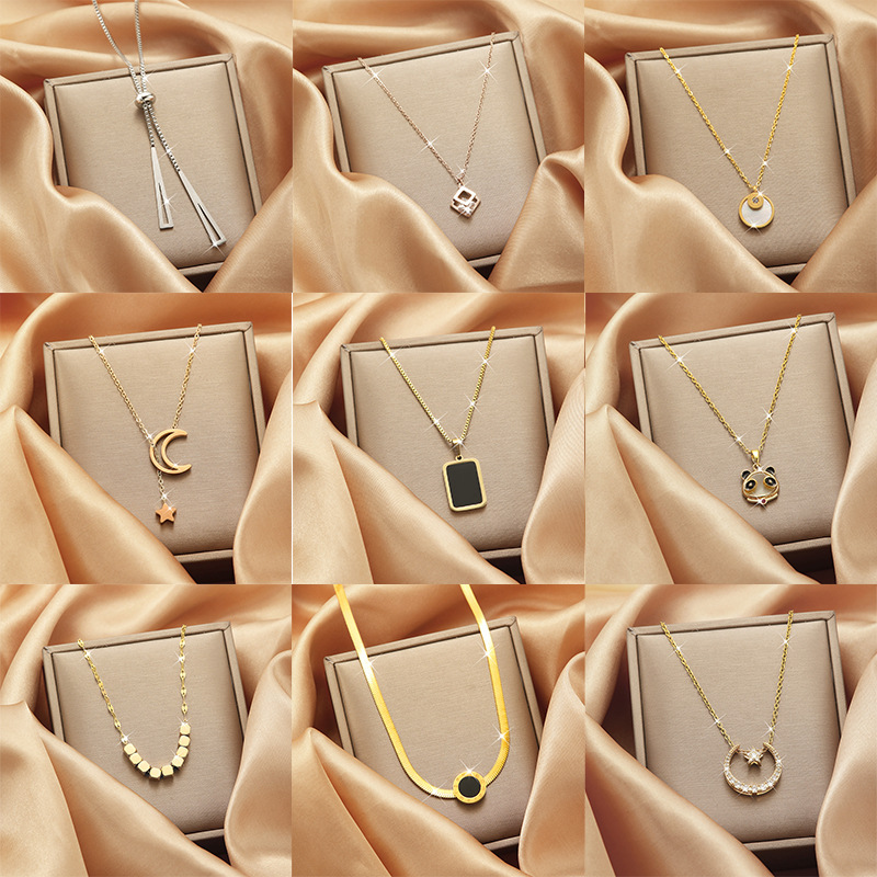 甜美森系项链女不掉色小众设计感时尚吊坠百搭气质钛钢锁骨链饰品