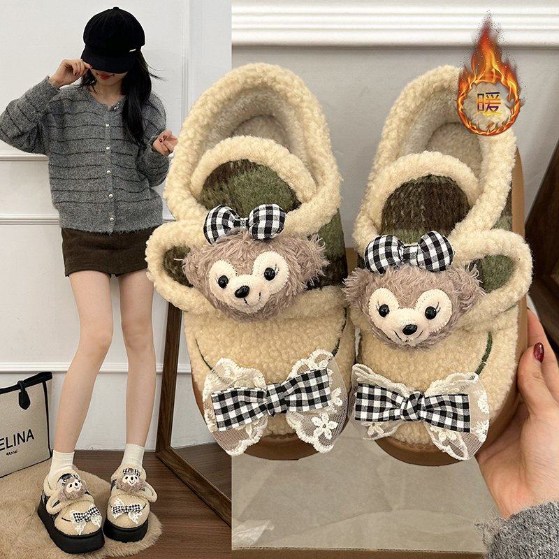 2025冬季新款棉鞋一脚蹬单鞋米绿低跟(1-3cm)2025年冬季米卡深口,女鞋,棉鞋,淘宝优惠券,粉丝福利购,淘宝优惠卷