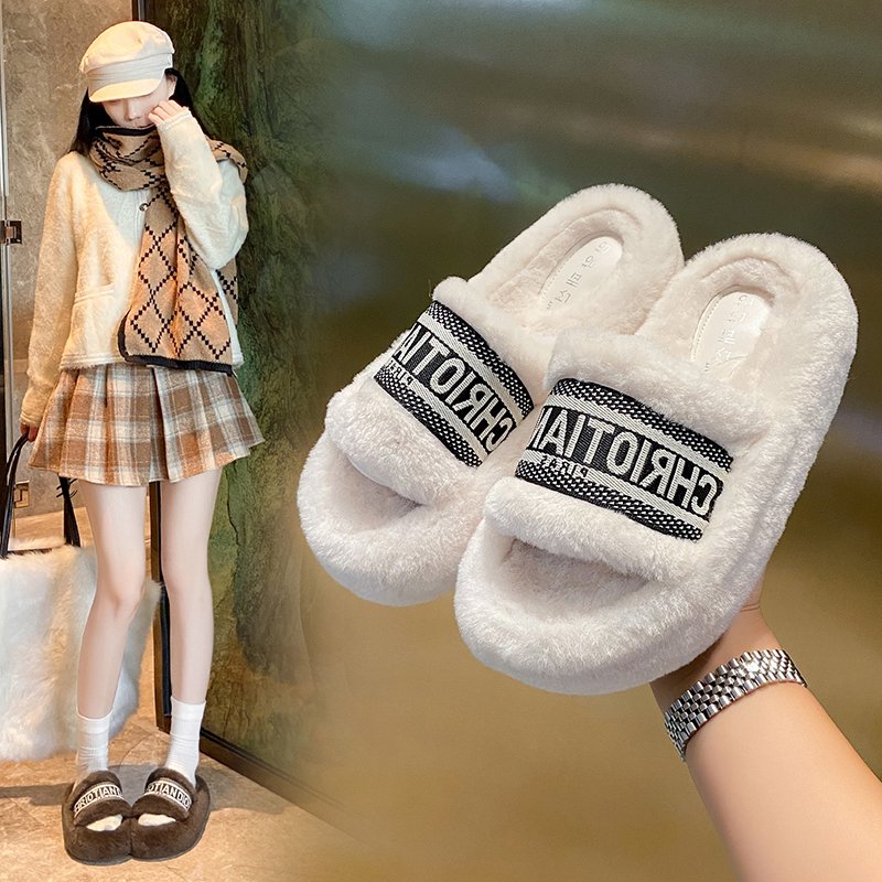 网红厚底毛毛拖鞋女外穿时尚