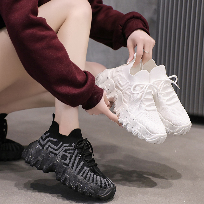 厚底飞织格子老爹增高2022运动鞋