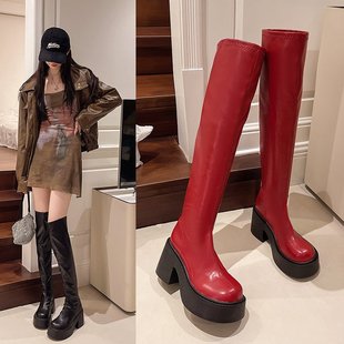 大筒围42 过膝长筒靴春秋款 外贸靴子女大码 女靴41到43加肥加宽新款