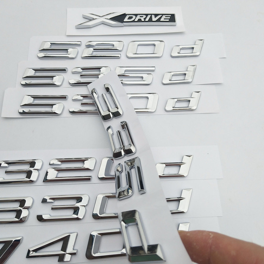 专用宝马字标320d 530d 740d 330d车标后尾标改装标志车贴柴油版