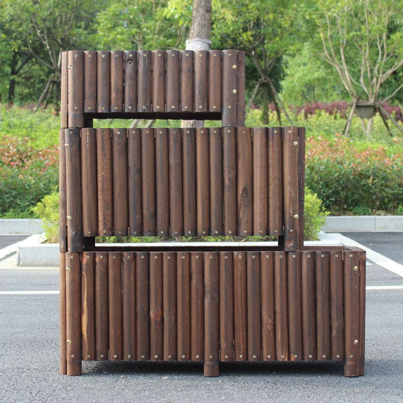 防腐木花箱室外种植箱庭院碳化木花盆阳台长方形特大实木种菜花槽