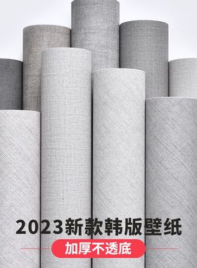 自粘壁纸客厅卧室家用2024新款网红防水防潮加厚韩式亚麻自贴壁纸
