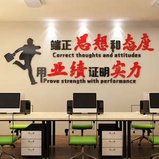 办公室背景墙面装 饰团队会议室励志标语3d立体公司企业文化墙贴纸