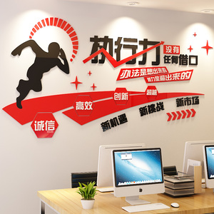 执行力文化墙装饰3d立体墙贴办公室布置公司企业标语员工团队激励