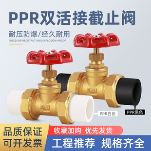 PPR PE双活接截止阀加厚防腐防漏阀门4分6分水管开关家装工程专用