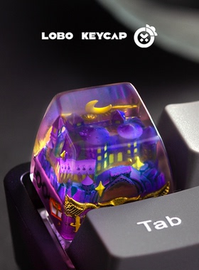 哈利波特城堡夜空个性滴胶键帽HP单颗客制化树脂ESC十字轴通用