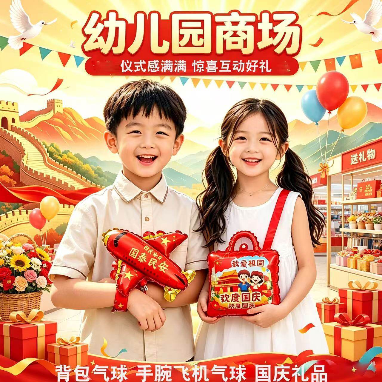 10.1国庆节背包手腕气球幼儿气球