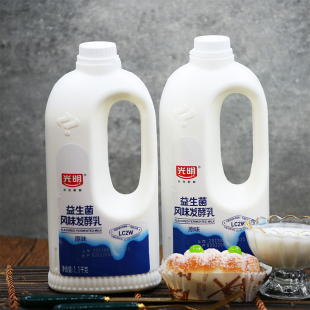 酸奶家庭装 光明酸奶原味大桶益生菌风味发酵乳1.1kg 桶装