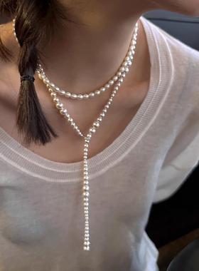 珍珠项链2024新款爆款胸链身体链女情趣轻奢设计感锁骨链双层叠带
