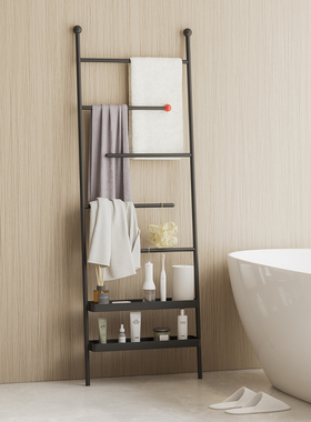 顾得卫生间收纳架落地靠墙毛巾架浴室置物架浴缸毛巾架厕所浴巾架