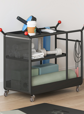 顾得可移动运动健身器材收纳架瑜伽垫收纳筐篮球类哑铃置物架家用