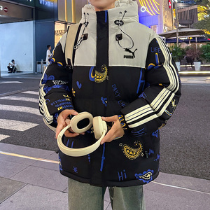 品牌羽绒棉服男款2023新款冬装潮牌连帽加厚宽松青年时尚保暖外套