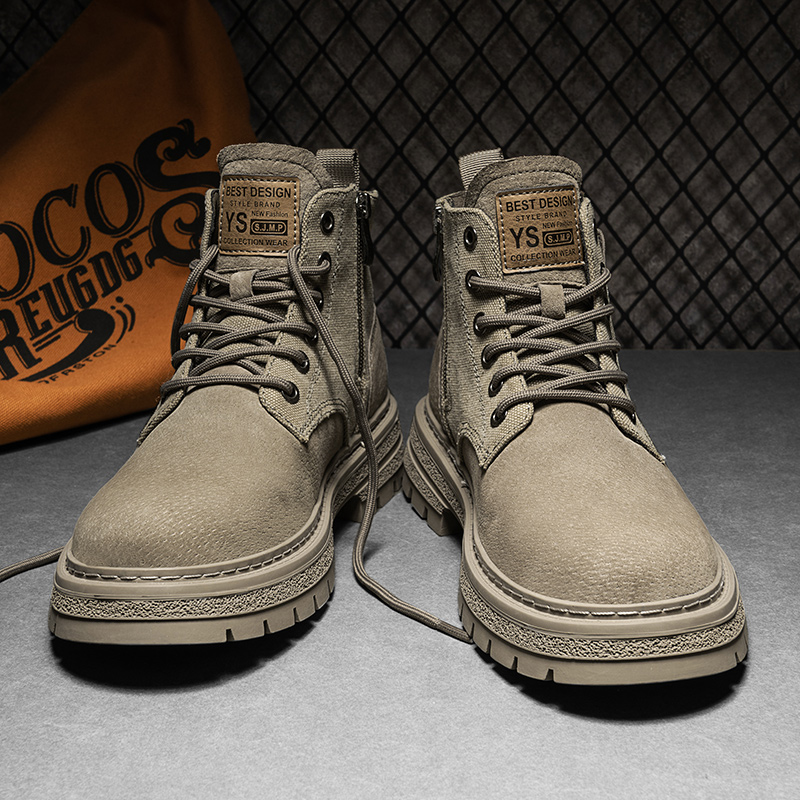 真皮马丁靴男士高帮潮鞋百搭