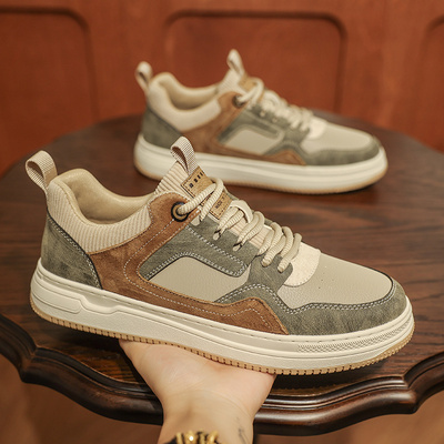 男鞋潮牌秋冬季2025新款拼色休闲板鞋男款防寒鞋子百搭高级感潮鞋