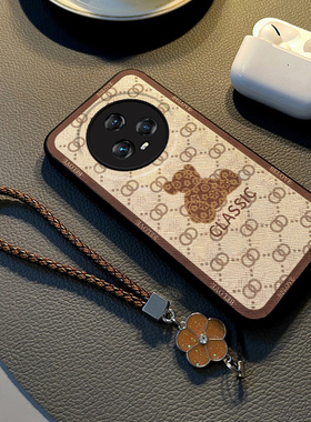 适用于荣耀magic5手机壳新款magic4pro保护套硅胶magic3全包防摔play7t布纹网红挂绳play5女款男高级感暴力熊