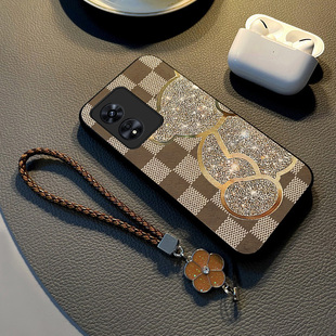 5g高级感卡通熊简约潮牌个性 外壳 A93s保护套a93布纹硅胶a57防摔全包a36网红挂绳女款 适用于oppoa97手机壳新款