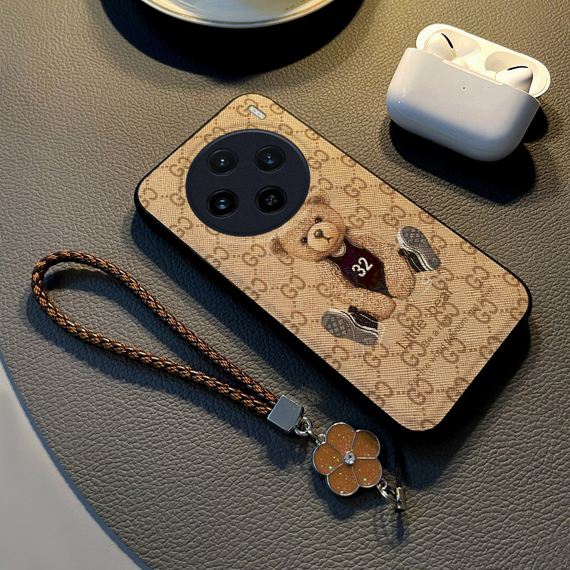 适用vivox100布纹卡通手机壳挂绳