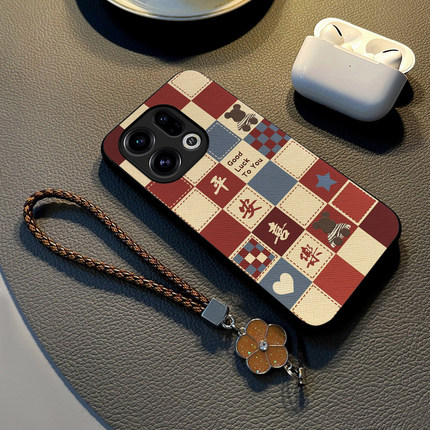 适用于oppofindx9pro手机壳新款findx8保护套硅胶挂绳手链X8s全包防摔网红女款x7文字平安喜乐潮牌高级感外壳