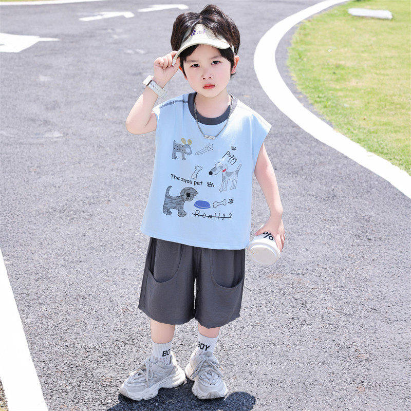 JOANNA法国男童背心短裤套装夏季2026新款宝宝时髦帅气无袖中小儿