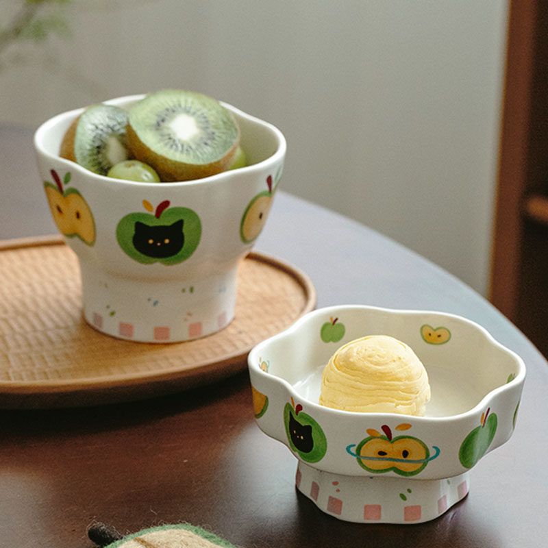 西比尔卡通陶瓷碗零食糕点碗盆耐高温家用高脚碗甜品雪糕碗高颜值,餐饮具,碗,淘宝优惠券,粉丝福利购,淘宝优惠卷