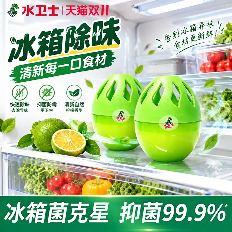 水卫士柠檬冰箱除味剂除臭去味净化神器除味盒厨房卫生间除菌除臭