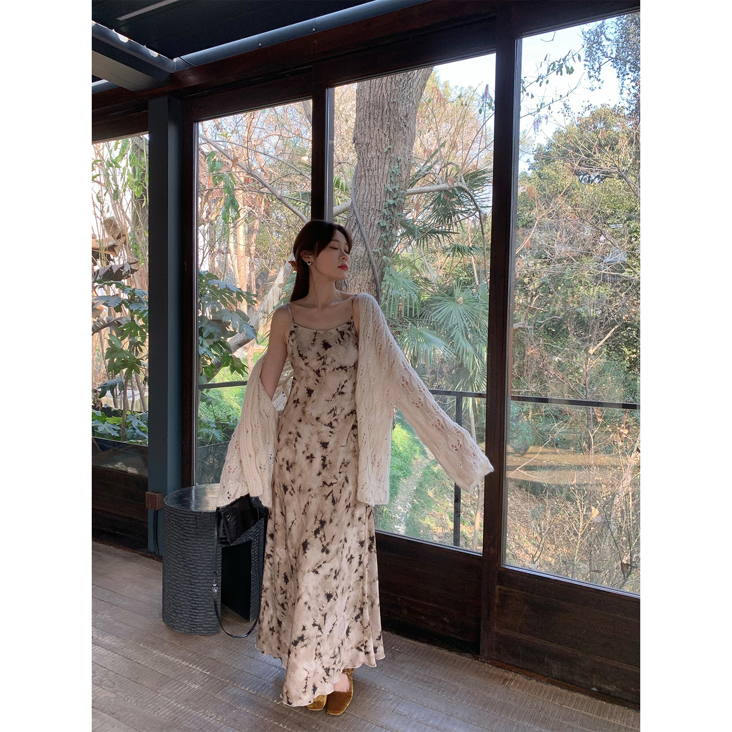米花家印花吊带连衣裙图片