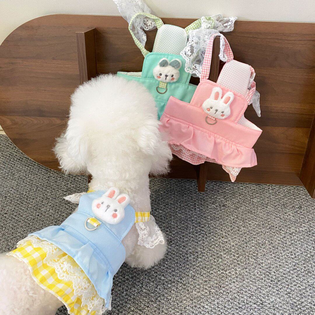 猫咪狗狗衣服牵引胸背裙比熊泰迪约克夏马尔济斯新款小兔子牵引款