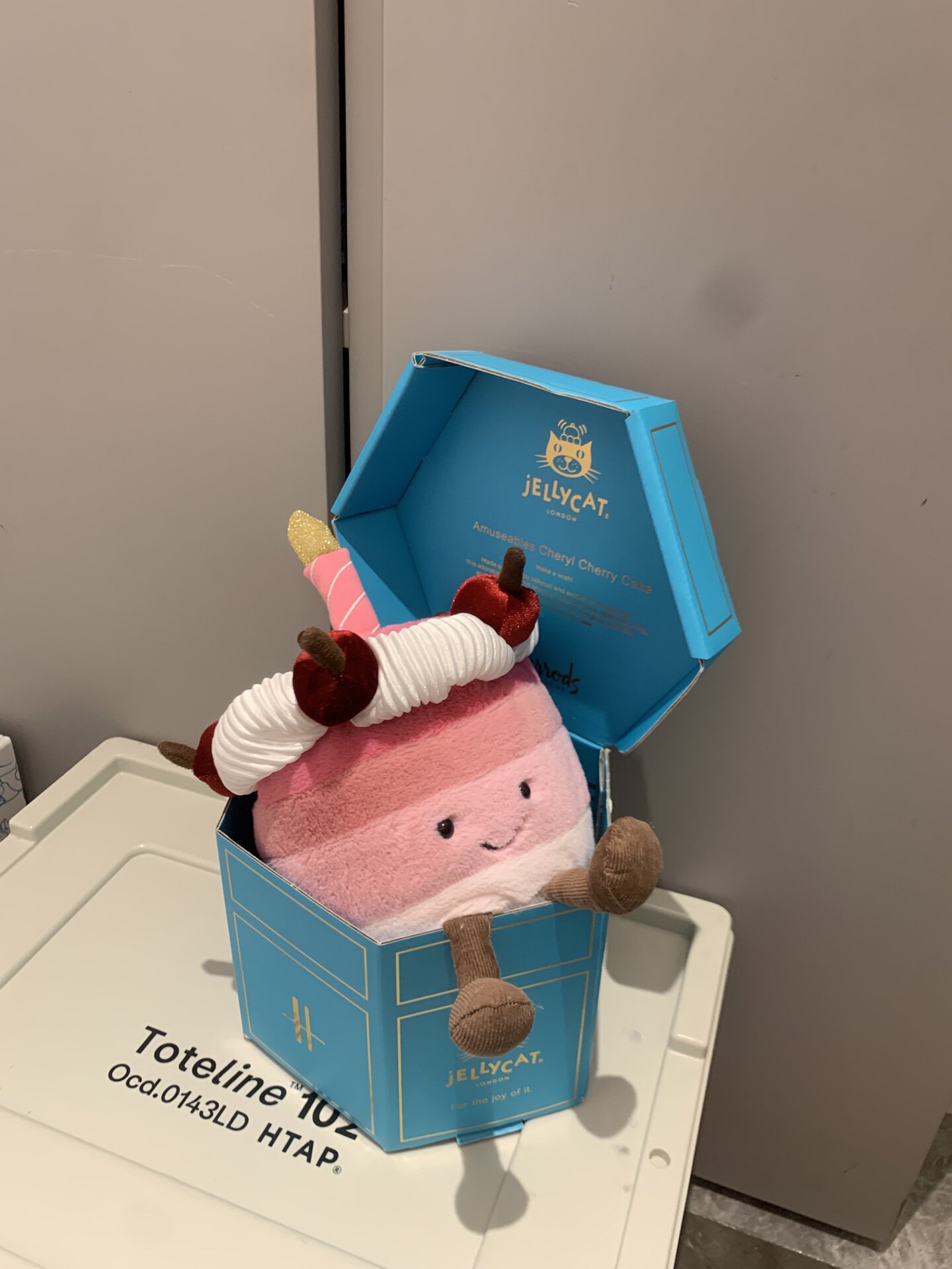 Jellycat蛋糕专用礼盒放生日蛋糕 放一对小花生礼盒 圆形蓝色礼盒