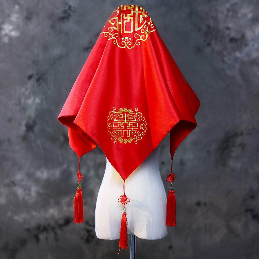 Retro Marriage Embroidery Ancient Red Veil diy bride cover up the head Headdress Antiquity Chinese style tassels marryin the Accessories/Leather belt/Hat/Muffler , Wedding dress accessories , Veil  category - from Buy2taobao.com to provide professional Taobao agent buy service