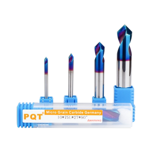 PQT 高硬定点钻65度合金定心钻90度钨钢倒角刀蓝色涂层中心钻点孔