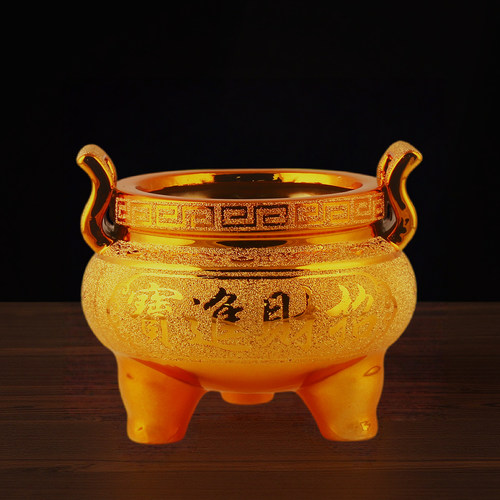 陶瓷金色三足鼎双耳香炉