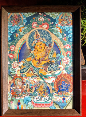 黄财神唐卡摆台装饰画五路财神高清复刻挂画客厅书房玄关茶室
